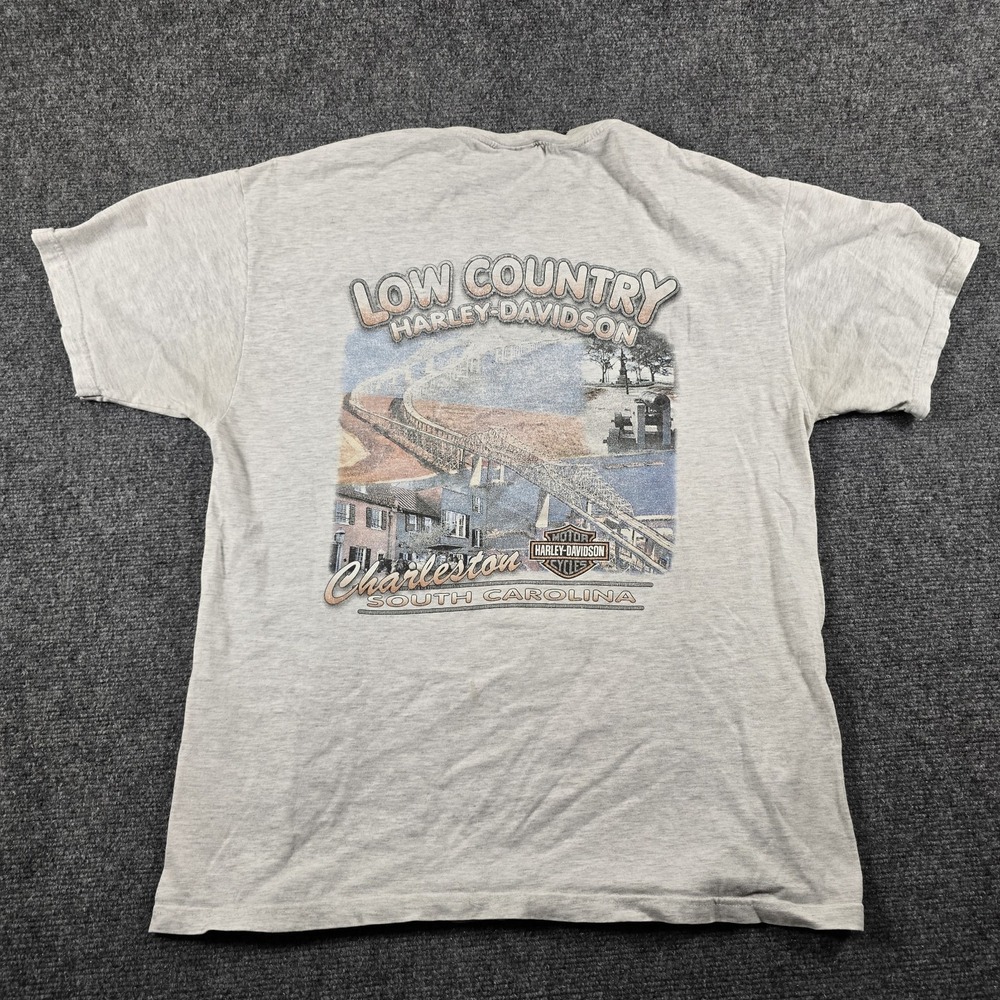 Vintage Harley-Davidson Pocket T-Shirt Gray USA Made Men's Large Logo Tee